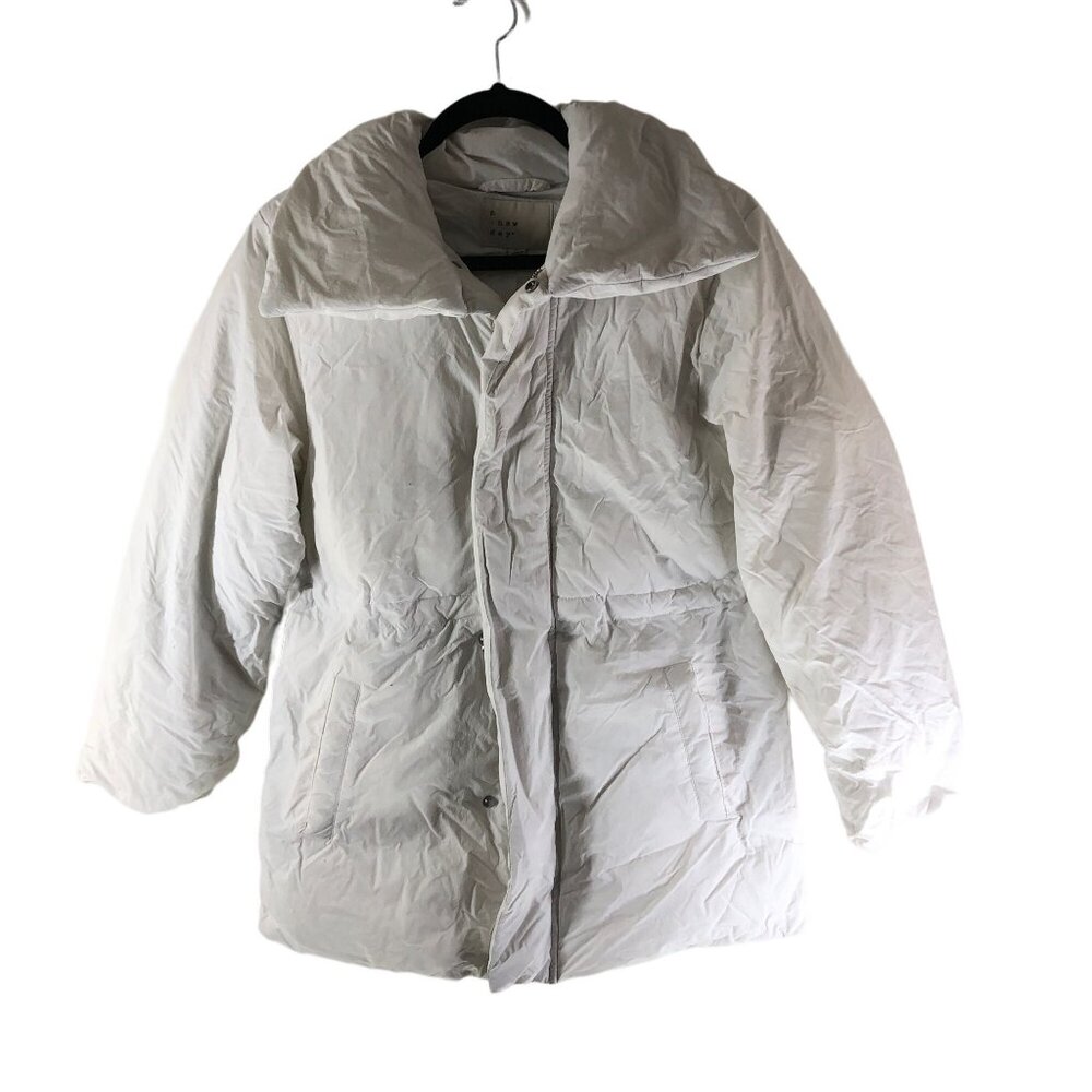 A New Day Womens White Puffer Jacket Pockets XS